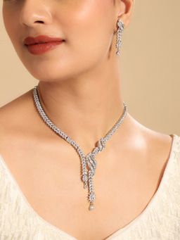 Nuyug - American Diamond White Stone Stellar Grace Necklace and Earring