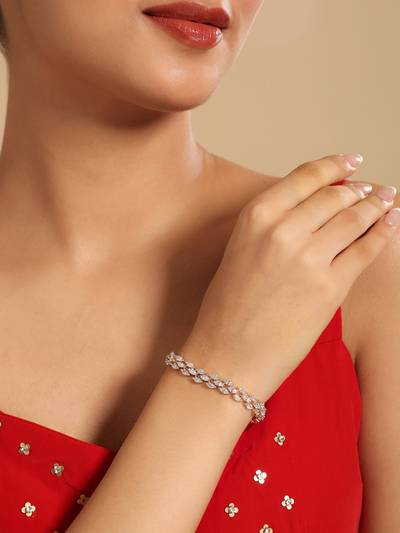 American Diamond White Stone Diva Cascade Bracelet