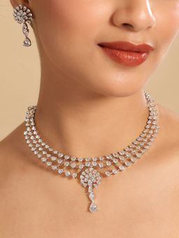 Nuyug - American Diamond White Stone Starline Necklace and Earring