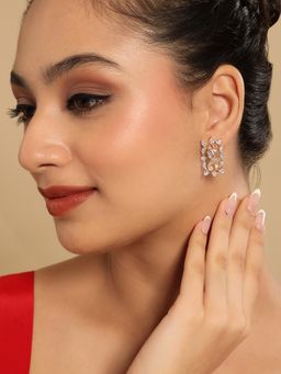Nuyug - American Diamond White Stone Zest Stud Earrings