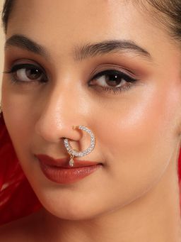Nuyug - Diva Loop Ethno-Contemporary White Stone Nose Ring