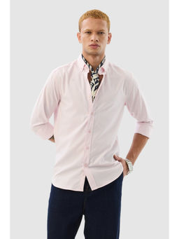 Snitch - Pastel Pink Solid Full Sleeves Slim Formal Shirt