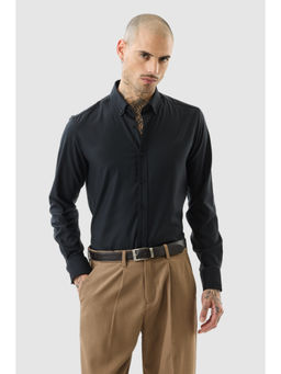 Snitch - Black Solid Full Sleeves Slim Formal Shirt
