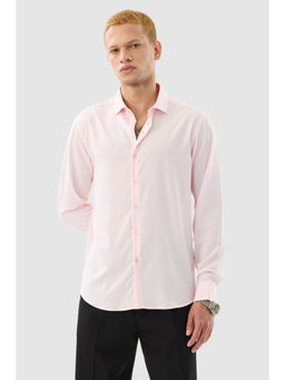 Snitch - Pastel Pink Solid Full Sleeves Slim Formal Shirt