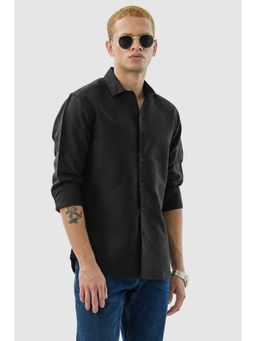 Snitch - Black Textured Full Sleeves Slim Casual Luxe Shirt