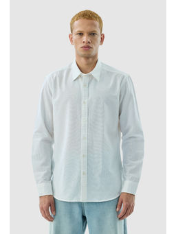 Snitch - White Solid Full Sleeves Slim Casual Shirt