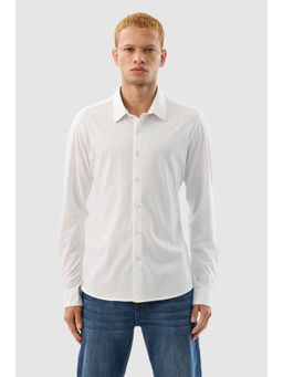 Snitch - White Solid Full Sleeves Slim Casual Shirt