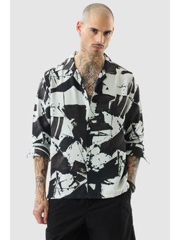 Snitch - Off White Abstract Regular Casual Shirt