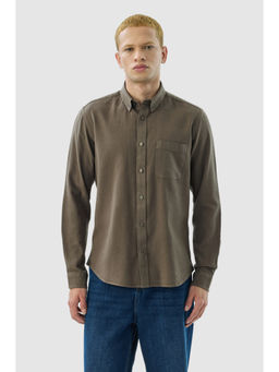Snitch - Brown Solid Full Sleeves Slim Casual Shirt