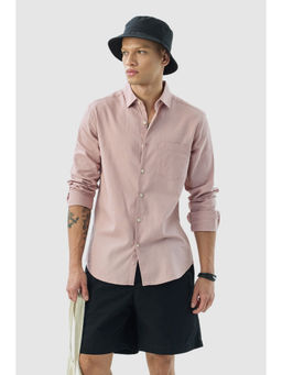 Snitch - Pastel Pink Solid Full Sleeves Slim Casual Shirt
