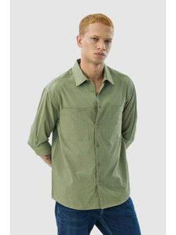 Snitch - Sage Green Textured Full Sleeves Slim Casual Shirt