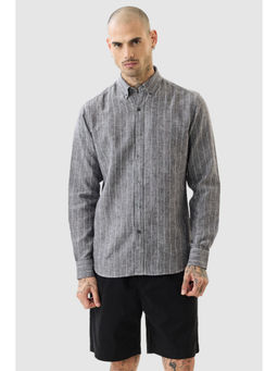 Snitch - Dark Grey Pinstripe Full Sleeves Slim Casual Shirt