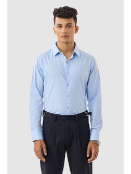 Snitch - Light Blue Textured Full Sleeves Slim Formal Shirt