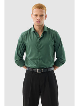 Snitch - Green Solid Full Sleeves Slim Formal Shirt