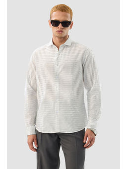 Snitch - White Stripes Full Sleeves Slim Casual Shirt