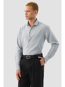 Snitch - Light Grey Stripes Full Sleeves Slim Casual Shirt