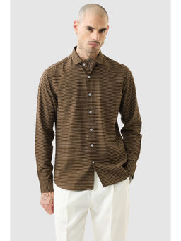 Snitch - Brown Stripes Full Sleeves Slim Casual Shirt