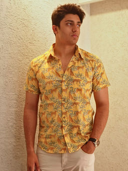 Spring Soul - Yellow Cotton Printed Half Sleeves Shirt