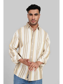 UNDERRATED CLUB - Khaki Brown Striped Textured Shirt