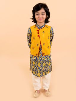 PSPeaches - Boys Navy Blue Kurta (Set of 3)