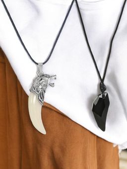 Fabula - Animal Tooth Design Necklace (Pack Of 2)
