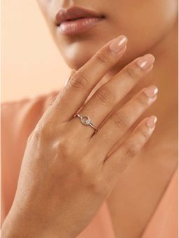 925 SILLER - 925 Pure Silver Solitaire Rhodium Plated Zircon Ring (7)