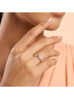 925 SILLER - 925 Pure Silver Solitaire Rhodium Plated Zircon Ring (7)