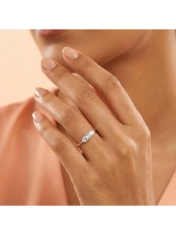 925 SILLER - 925 Pure Silver Solitaire Rhodium Plated Zircon Ring (7)