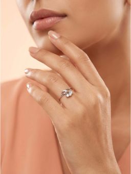 925 SILLER - 925 Pure Silver Solitaire Rhodium Plated Zircon Ring (7)