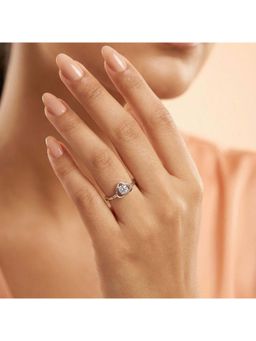 925 SILLER - 925 Pure Silver Solitaire Rhodium Plated Zircon Ring (7)