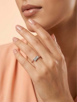 925 SILLER - 925 Pure Silver Solitaire Rhodium Plated Zircon Ring (7)