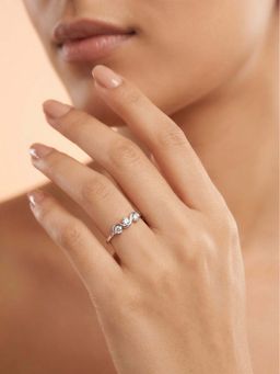 925 SILLER - 925 Pure Silver Solitaire Rhodium Plated Zircon Ring (7)