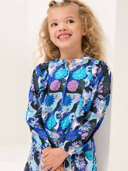 ANGEL & ROCKET - Blue Print Frill Blouse