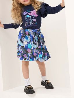 ANGEL & ROCKET - Blue Mock Wrap Frill Skirt