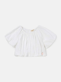 ANGEL & ROCKET - White Puff Sleeve Woven Top