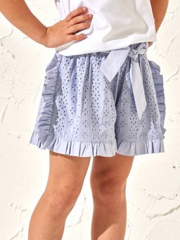 ANGEL & ROCKET - Blue Frill Broderie Shorts (Set of 2)