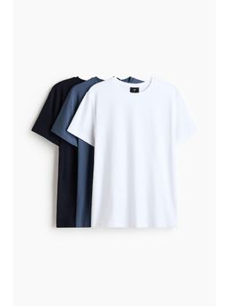 H&M - Men Blue 3-Pack Slim Fit T-Shirts
