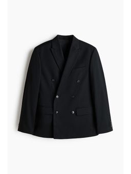 H&M - Men Black Regular Fit Double-Breasted Jacket