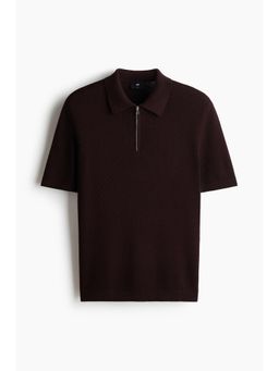 H&M - Men Brown Slim Fit Textured Polo T-Shirt