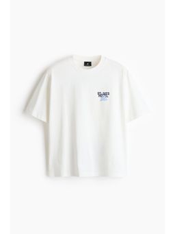 H&M - Men White Relaxed Fit Printed T-Shirt