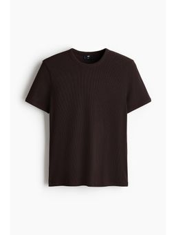 H&M - Men Brown Slim Fit Ribbed T-Shirt