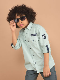 CRIMSOUNE CLUB - Boys Green Double Pocket Shirt