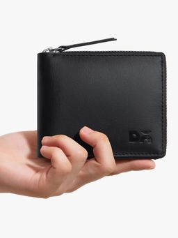 DailyObjects - Black Genuine Leather Womens Zip Wallet (M)