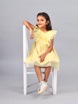 ZION - Girls Yellow Embellished Knee Length Dress