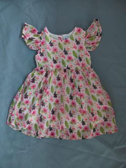 ZION - Girls White Floral Knee Length Dress