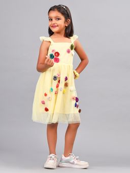 ZION - Girls Yellow Embellished Knee Length Dress
