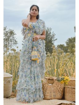 Baise Gaba - White Freesia Saree Baise Gaba Off White Freesia Saree With Unstitched Blouse