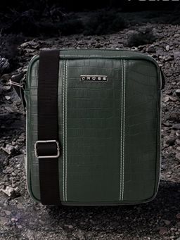 Cross - Dark Green Vegan Leather Medium Crossbody Bag