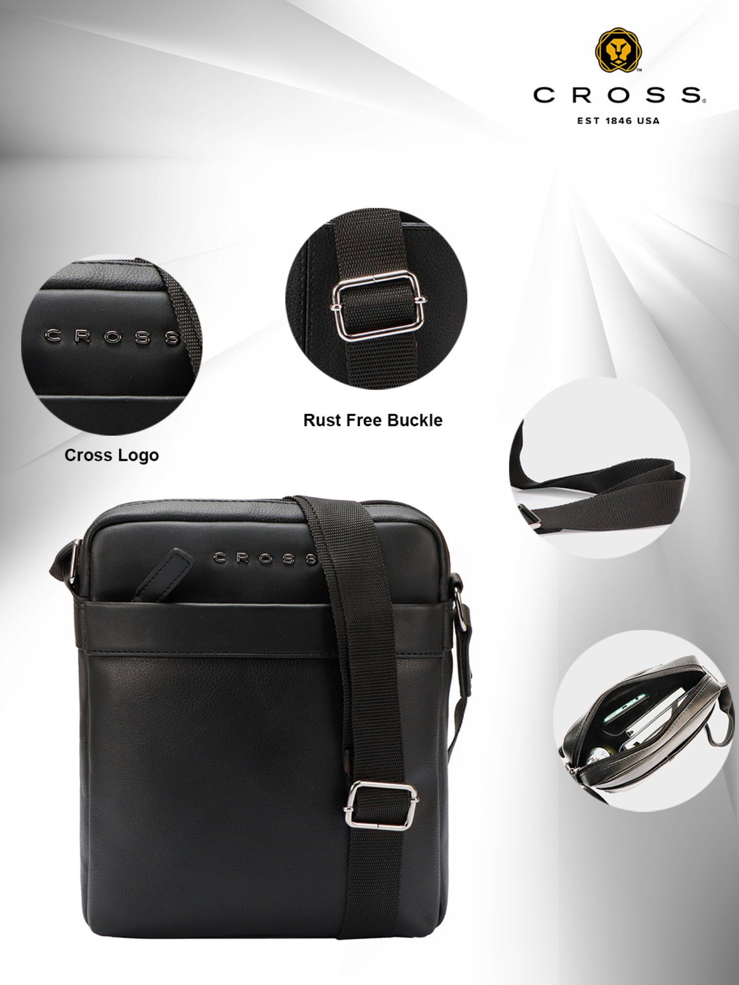 Buy Cross Black Vegan Leather Medium Crossbody Bag Online