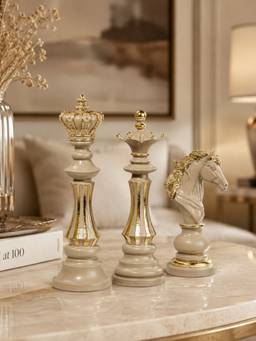 Ashnam - Chess Coin Decorative Accent Ash Grey (Set Of 3)